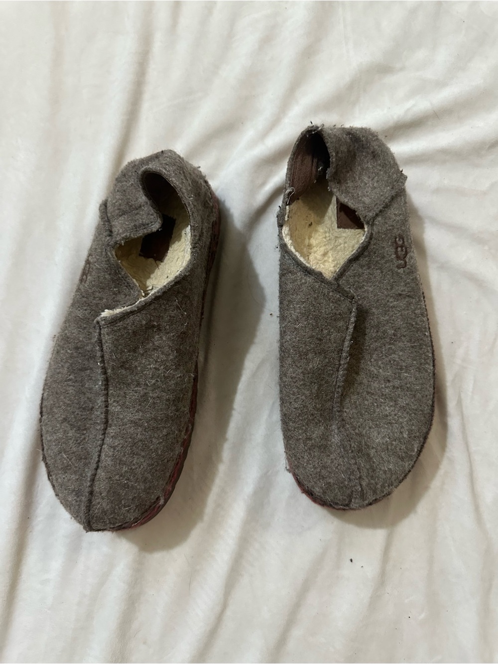 UGG woMen's Brown-Gray Wool Slip-On Shearling Loafers